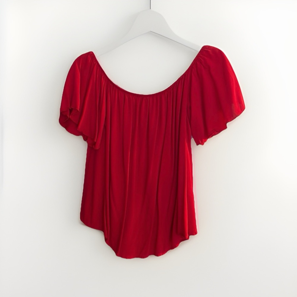 Impressions red off the shoulder top Women’s size medium